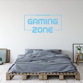 Muursticker Gaming Zone Met Naam - Lichtblauw - 80 x 40 cm - baby en kinderkamer - naam stickers baby en kinderkamer - game baby en kinderkamer alle