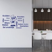 Muursticker Woorden Met Kok - Donkerblauw - 160 x 84 cm - keuken alle