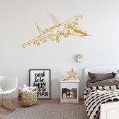 Muursticker Straaljager -  Goud -  160 x 78 cm  -  baby en kinderkamer - Muursticker4Sale