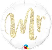 folieballon Mr 45 cm wit/goud