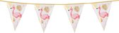 vlaggenlijn Flamingo folie junior 4 meter goud/roze/wit