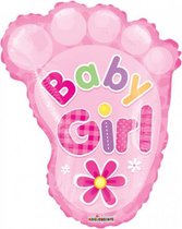 folieballon baby girl foot meisjes 18 cm roze