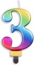 cijferkaars 3 Metallic Rainbow 5,5 x 7,8 x 1,4 cm wax