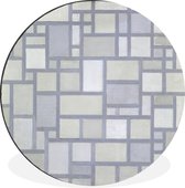 WallCircle - Wandcirkel - Muurcirkel - Compositie met een raster - Piet Mondriaan - Aluminium - Dibond - ⌀ 140 cm - Binnen en Buiten