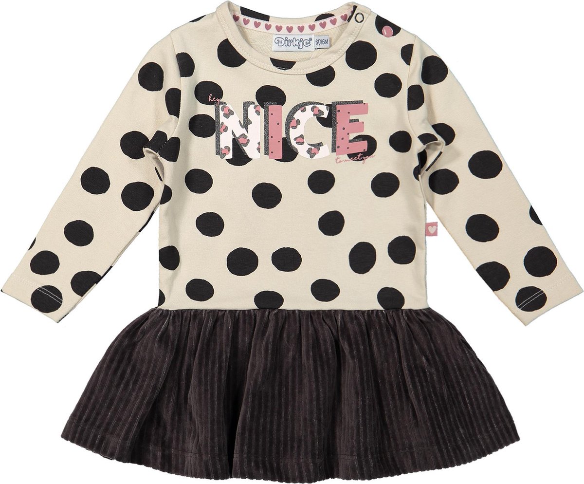 Dirkje - Jurk - Sand+Grey - Maat 86