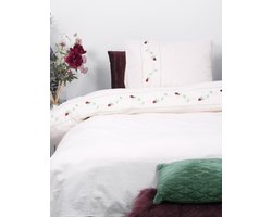 Housse de couette Lisse broderie rouge 200x200/220cm