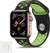 NC Silicone bandje voor de Apple Watch 42/44MM  - Horloge Bandje - Polsband - Apple Watch 1/2/3/4/5/6/SE - Zwart/Groen
