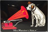 His Master's Voice Metalen Bord - 8 x 11 cm