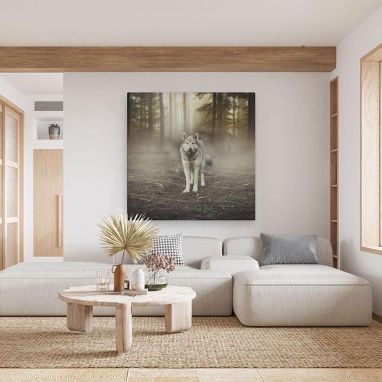 Artaza Peinture Sur Toile Loup Gris Dans La Forêt - 80x80 - Groot - Photo Sur Toile - Impression Sur Toile