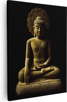 Artaza Canvas Schilderij Gouden Boeddha Beeld In Meditatie  - 40x50 - Foto Op Canvas - Canvas Print