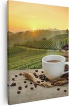 Artaza Canvas Schilderij Kopje Koffie Op Een Plantage Achtergrond - 80x100 - Groot - Foto Op Canvas - Canvas Print
