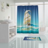 Zethome Sail - Badmat met Douchegordijn - 180x200 cm - Antislip Douchemat 50x80 cm - Badmat Set- Douchegordijn - Hoge Kwaliteit Polyester