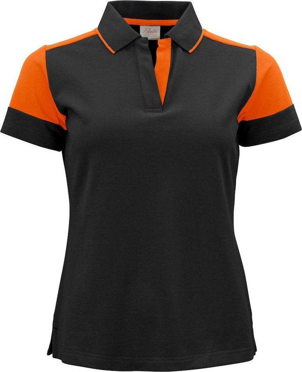 Printer Prime Polo Lady Zwart/Oranje - Maat XL