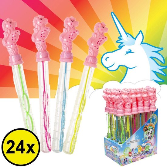 Foto: Uitdeelcadeaus 24 stuks unicorn bellenblaas staaf 25cm traktatie uitdeelcadeautjes voor kinderen klein speelgoed