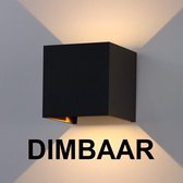 Wandlamp Dimbaar voor binnen en buiten – industrieel – zwart – design - led – 10×10x10 cm – 12 watt - 1000 lumen