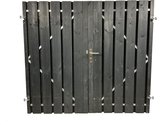Schuttingdeur tuindeur dubbele tuinpoort zwart gespoten inclusief stalen frame en cilinderslot 300 x 180 (Rechtsdraaiend)