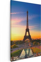 Artaza Canvas Schilderij Parijs Eiffeltoren Tijdens De Zonsopkomst - 60x90 - Foto Op Canvas - Canvas Print