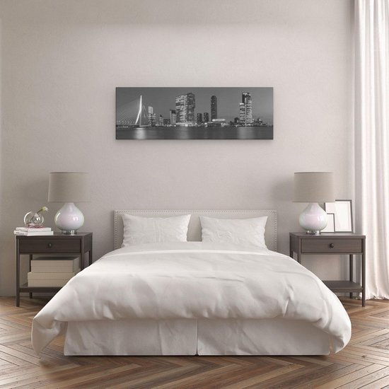 Artaza - Toile Peinture - Rotterdam Skyline - Zwart Wit - 120x40 - Groot - Photo Sur Toile - Impression Sur Toile