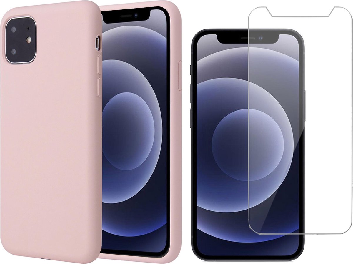 Hoesje geschikt voor iPhone 13 Mini - Fluweelzachte Backcover - Roze - Met Screenprotector
