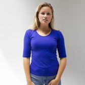 MOOI! Company - Dames T-shirt Joyce - mouwtje tot de elleboog - Aansluitend model - Kleur Queen Blue- L