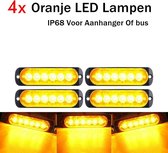 4 pcs LED' avertissement - 12V / LED - 18W - 2000K - 6 LED - AMBRE - Oranje - Lampes d'avertissement - Danger