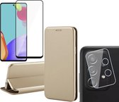 Hoesje geschikt voor Samsung Galaxy A52s - Portemonnee Book Case - Goud - Met Full Screenprotector en Camera Screen Protector
