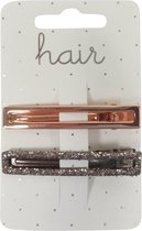 Haarspeldjes duckclip 6.0cm Langwerpig Metallic en Glitter - Koper - 2 stuks