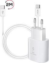 WISEQ Oplader voor Samsung - 2 meter kabel - USB C Snellader - Wit