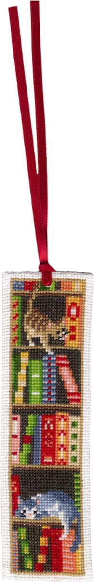 Vervaco - Bladwijzer kit - Katten in boekenrek set van 2 - PN-0187764 - Borduren - Borduurpakket - Borduurpakket volwassenen - Borduurpakket kind — afbeelding 4