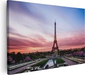 Artaza Canvas Schilderij Eiffeltoren In Parijs Met Kleurrijke Hemel - 30x20 - Klein - Foto Op Canvas - Canvas Print