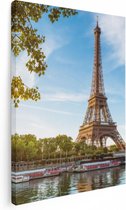 Artaza Canvas Schilderij Eiffeltoren In Parijs Aan Het Water - 30x40 - Klein - Foto Op Canvas - Canvas Print