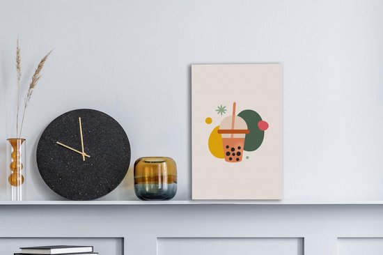 Toile Peinture Été - Couleurs - Bubble Tea - 20x30 cm - Décoration murale