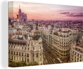 Canvas Schilderij Skyline - Madrid - Spanje - 120x80 cm - Wanddecoratie