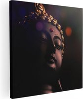 Artaza Canvas Schilderij Boeddha Beeld Met Gouden Sierraden - 40x40 - Klein - Foto Op Canvas - Canvas Print