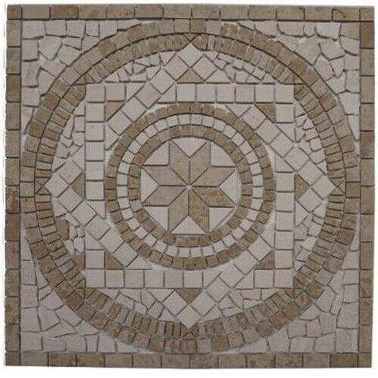 Mozaiek tegel - Medallion - Marmer - 60 x 60cm - bruin beige creme - 054