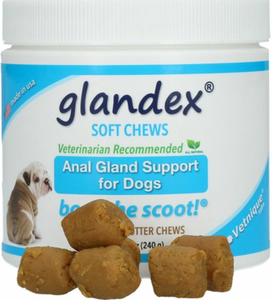 Glandex Soft Chews – Supplementen tegen anaalklierproblemen – Voor honden – Met pindakaassmaak – 60 stuks - Supplement voor dieren