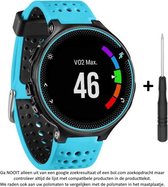 Blauw Zwart siliconen bandje geschikt voor de Garmin Forerunner 220, 230, 235, 620, 630, 735XT, Approach S20, S5 & S6 - Maat: zie maatfoto - horlogeband - polsband - strap - siliconen - blue black rubber