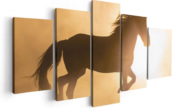 Artaza Canvas Schilderij Vijfluik Silhouet Van Een Paard - 100x50 - Foto Op Canvas - Canvas Print