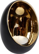 Waxinelichthouder Zwart/Goud Bolvormig - 15 cm