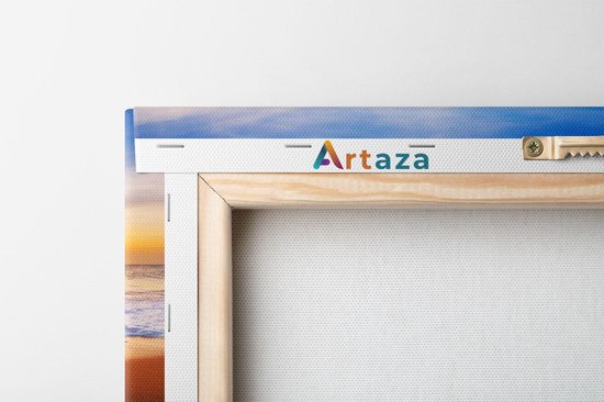 Artaza Canvas Schilderij Strand En Zee Tijdens Zonsondergang - 90x30 cm - Wanddecoratie Woonkamer - Schilderijen - Muurdecoratie