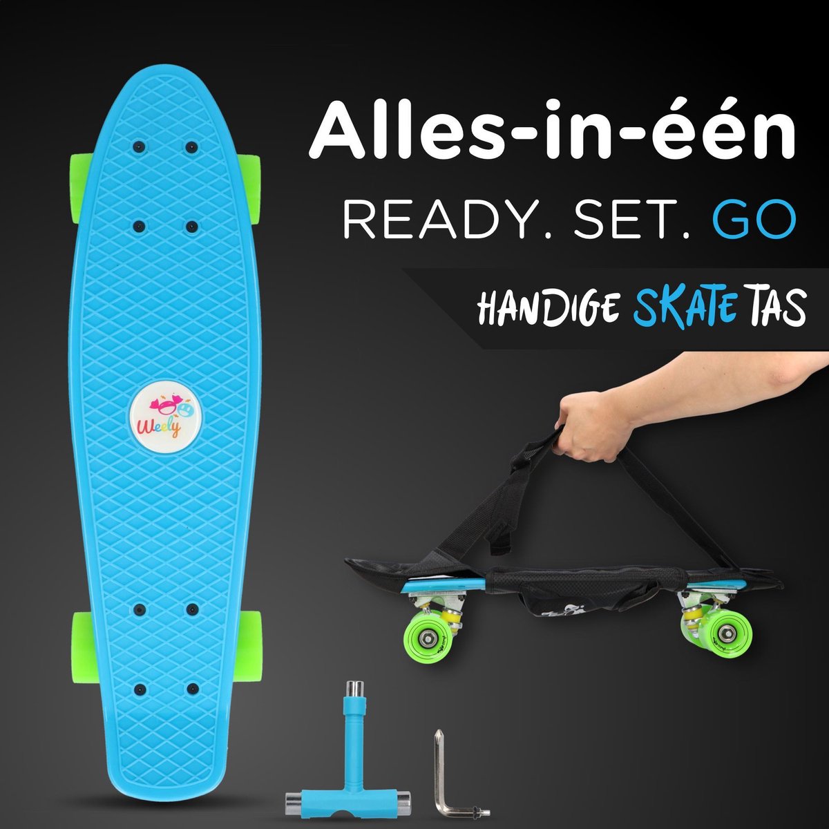 Weely® Skateboard Inclusief Tas & Skate Tool – Skateboard Jongens – Skateboard Meisjes – Skateboard Volwassenen – Penny Board — afbeelding 7