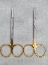 Belux Surgical / Set van 2 Iris schaar TC Gebogen & Recht  in roestvrij staal,  - model: Iris 11 cm