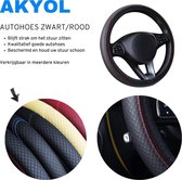 Akyol - Stuurhoes Auto - Voor 36-39 cm Stuurwiel - Zwart met Rood