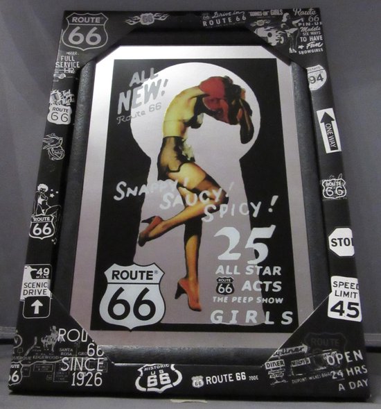 miroir ROUTE 66 Pin Up / trou de serrure 22cm x 32cm