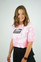 La Pèra Roze Tie-Dye T-shirt met tekst 95% Katoen Dames - Maat L