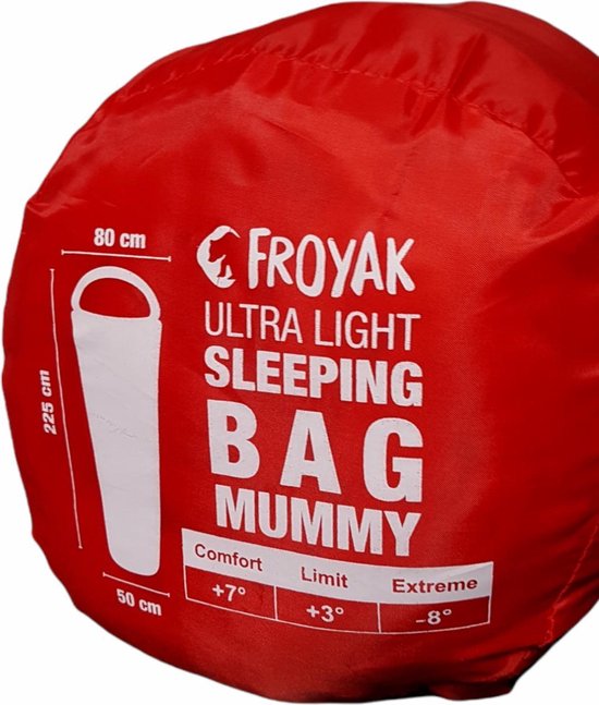 Sac de couchage momie Froyak - couleur rouge - sac de couchage momie - sac  de couchage... | bol