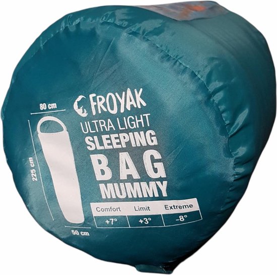 Froyak mummie slaapzak - kleur blauw - sleepingbag - slaapzak -.kampeer  slaapzak -... | bol.com