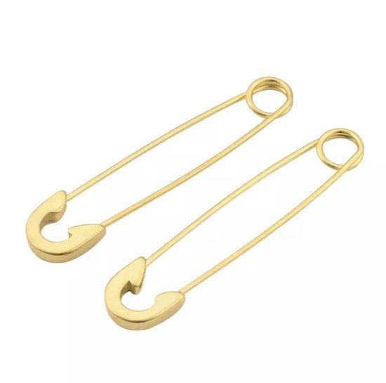 Fliex - oorbellen - veiligheidsspeld - stainless steel - goud