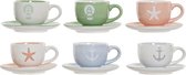 Set van koffiekopjes DKD Home Decor Bamboe Dolomite (180 ml) (6 pcs)