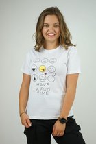 La Pèra Wit Smiley T-Shirt 100% Katoen Dames - Maat L